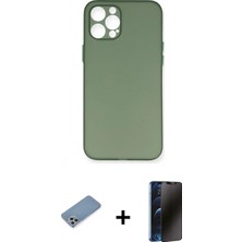 Pileli Store Pilelistore™ iPhone 12 Pro Kılıf Yadigar Yansıma Serisi - Siyah 3D Antistatik Hayalet Cam Ekran Koruyucu + Shine Kamera Lens Koruma Cam - Gs