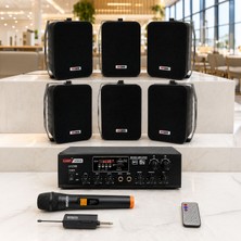 Lastvoice Black Large Plus Paket-5 Hoparlör ve Anfi Anons Ses Sistemi Seti 