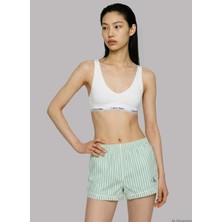 Calvin Klein Yeşil Kadın Çizgili Pijama Alt Ck Graphıc Poplın Track Short