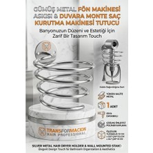 MiraLive Gümüş Metal Fön Makinesi Askısı Duvara Monte Saç Kurutma Makinesi Tutucu 719681