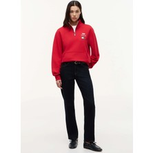 Tommy Hilfiger Kırmızı Erkek Dik Regular Fit Logo Baskılı Sweatshirt MN0MN00095XLG