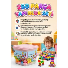 Farbu Oyuncak 250 Parçalı Saklama Kutulu Renkli Bloklu Eğlenceli Sayısız Kombinasyonlu Eğitici Yapı Oyuncak Seti