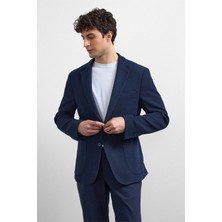 Lacivert Slim Fit Mono Yaka Ceket