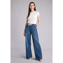 DeFacto %100 Pamuk Wide Leg Yüksek Bel Geniş Paça Uzun Yumuşak Jean Pantolon H3520AX26SM