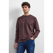 Kahve Regular Fit Bisiklet Yaka Sweatshirt
