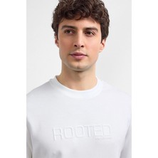Beyaz Bisiklet Yaka Regular Fit Sweatshirt