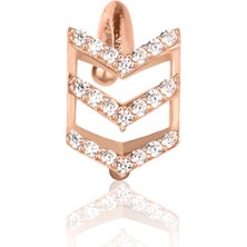 Emiliano Jewellery Zirkon Taşlı Rose Altın Kaplamalı Ok Şekilli Kıkırdak Gümüş Küpe