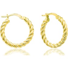 Emiliano Jewellery Altın Kaplama Burgu Desenli Halka Gümüş Küpe