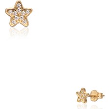 Emiliano Jewellery Zirkon Taşlı Altın Kaplama Yıldız Figürlü Gümüş Küpe