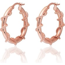 Emiliano Jewellery Rose Altın Kaplamalı Zincir Desenli Halka Gümüş Küpe