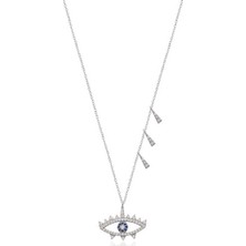 Emiliano Jewellery Zirkon Taşlı Gümüş Rengi Kaplamalı Göz Gümüş Kolye