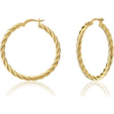 Emiliano Jewellery Altın Kaplamalı Burgu Desenli Halka Gümüş Küpe