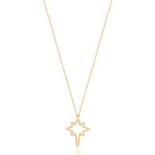 Emiliano Jewellery Altın Kaplamalı Kutup Yıldızı Desenli Gümüş Kolye