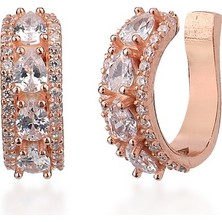 Emiliano Jewellery Zirkon Taşlı Rose Altın Kaplamalı Kıkırdak Gümüş Küpe