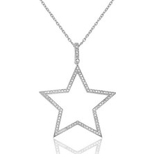Emiliano Jewellery Emılıano Jewellery Zirkon Taşlı Pırlanta Montür Gümüş Rengi Kaplama Yıldız Gümüş Kolye