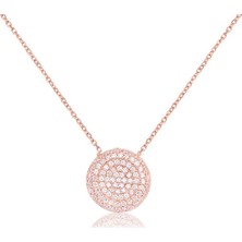 Emiliano Jewellery Emılıano Jewellery Zirkon Taşlı Pırlanta Montür Rose Altın Kaplama Yuvarlak Gümüş Kolye