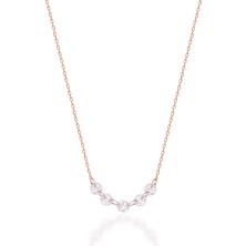 Emiliano Jewellery Zirkon Taşlı Rose Altın Kaplamalı Sallantılı 5 Taşlı Gümüş Kolye