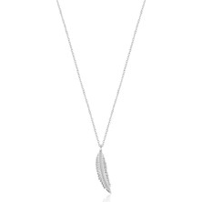 Emiliano Jewellery Gümüş Rengi Kaplamalı Tüy Desenli Gümüş Kolye