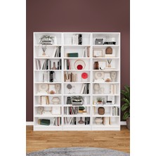 Asra Trend Lüks 24 Raf Ayarlanabilir Ev Ofis Kitaplık %100 MDF Dekoratif Kütüphane Kitaplık K20
