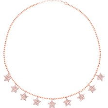 Emiliano Jewellery Zirkon Taşlı Rose Altın Kaplamalı Yıldız Gümüş Kolye