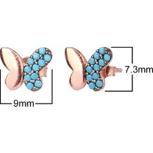 Emiliano Jewellery Zirkon Taşlı Rose Altın Kaplamalı Kelebek Gümüş Küpe