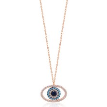 Emiliano Jewellery Zirkon Taşlı Rose Altın Kaplamalı Göz Gümüş Kolye