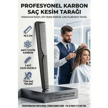 Transformacion Profesyonel Karbon Tarak, Anti-Statik Isıya Dayanıklı Berber Kuaför Saç Kesim Tarağı 720592
