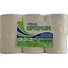 Focus Optimum 2 Katlı İçten Çekmeli Tuvalet Kağıdı 80 m x 12 Rulo Ekonomik Kullanım İçin