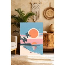 Mgi Design Özel Tasarım Pembe Eklektik Tablo Vintage Etkili Kanvas Tablo Ofis Duvar Tablosu