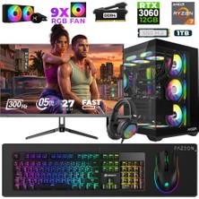 Xaser Star X50 Ryzen 7 5700X 16GB Ram 1tb M.2 Nvme SSD 12GB RTX3060 27" 300Hz Oyuncu Bilgisayarı