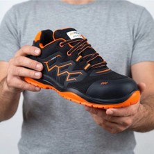 Daytex Mekap Pro Neon Rmk-80 S2 Alüminyum Burunlu Iş Ayakkabısı - Suya Dayanıklı Siyah-Turuncu Hafif Iş Aya