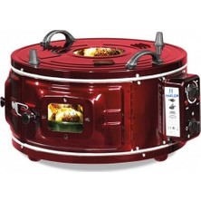 Harlem HF-327E Camlı Termostatlı Büyük Boy Davul Fırın 41-50 lt Kırmızı Emaye Malzeme ile Uzun Ömürlü