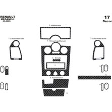 Mars Cockpit Design Renault Megane 2 Analog Klima  Konsol-Torpido Kaplama 2003-2009 Karbon