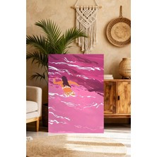 Mgi Design Lüks Pembe Modern Sanat Vintage Etkili Kanvas Tablo Salon Dekoru
