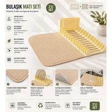 BURADABULDUN Premium Katlanabilir Mikrofiber Bulaşıklık Seti Bej - Tezgah Üstü Kurulama Matı 35X43 cm - 3'lü Set
