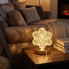 Hereveoyuncak Çiçek Model Kristal LED Masa Lambası – Dokunmatik, 3 Renk Işık Modlu, Şarjlı Mini Dekkoratif Gece Lambası