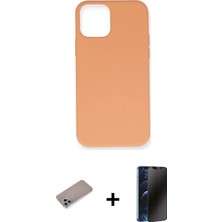 Marsilyan™- iPhone 12 Pro Max Kılıf Ahenk Serisi - Siyah 3D Antistatik Hayalet Cam Ekran Koruyucu + Shine Kamera Lens Koruma Cam - Sabe