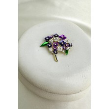 Modex Taş ve Mine Detay Buket Çiçek Broş (4cm)