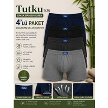 Tutku Elit  1254 Erkek Boxer Bambu Elastan Yumuşak Doku Konforlu   Karışık Boxer 4 Lü Paket
