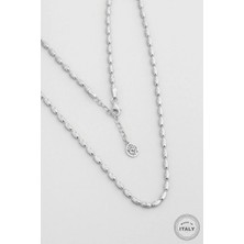 So CHIC Minimal İtalyan 18 Ayar Beyaz Altın Kaplama 43 Cm Gümüş Kolye