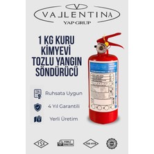 Vallentina 1 kg Kuru Kimyevi Tozlu Yangın Söndürme Cihazı TSE-HYB/CE Belgeli 4 Yıl Güvenceli