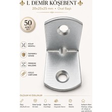 Nzb L Demir Köşebent Oval Başlı 20X25X25 mm Dayanıklı Metal Mobilya Raf Bağlantı Aparatı 50 Adet Set