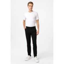 Siyah Slim Fit Beli Bağcıklı Jogger Pantolon