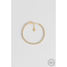 So CHIC İtalyan Brillante 18 Ayar Sarı Altın Kaplama 19 Cm Gümüş Bileklik