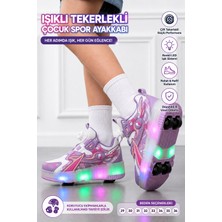 Prosheck Çocuk Patenli ve Işıklı,rahat Spor Ayakkabı -Kaykaylı Çıkarılabilir Teker Setli -Lila