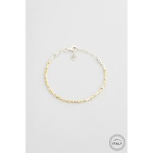 So CHIC Cassandra İtalyan 18 Ayar Sarı ve Beyaz Altın Kaplama 19 Cm Gümüş Bileklik