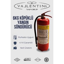 Vallentina 6 kg Köpüklü Yangın Söndürme Cihazı Ruhsata Uygun Tse-Hyb/ce Belgeli 4 Yıl Garantili(Levha-Askı Aparatlı)