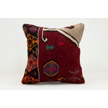 Kilim Wholesale El Yapımı Kilimden Yapılmış Vintage Kırlent Kılıfı, Yün, 40X40 cm