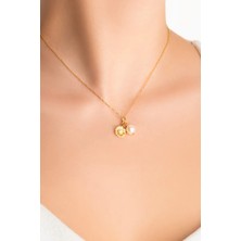 So CHIC Ayçiçeği Işıltısı 18 Ayar Sarı Altın Kaplama 42 Cm Gümüş İnci Kolye