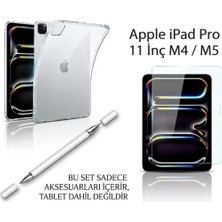 Yesnice iPad Pro 11" M5 2025/M4 2024 Uyumlu Esnek Nano Ekran Koruyucu/darbelere Dayanıklı Şeffaf Kapak/2in1 Dokunmatik Kalem